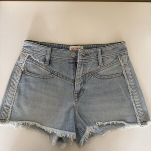 Shyanne Denim Blue Frayed Hem Shorts